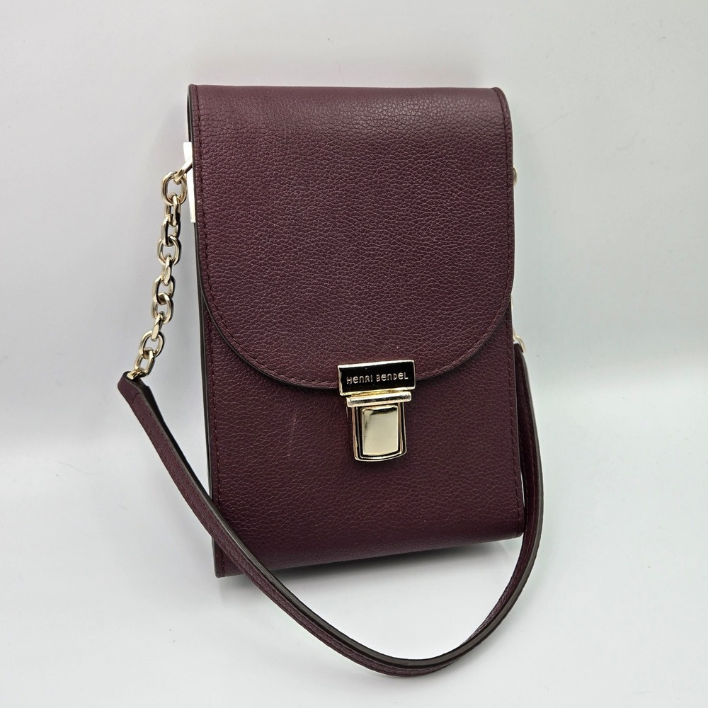 Henri Bendel New York Burgundy Leather Cell Phone Crossbody Bag - Picture 2 of 15